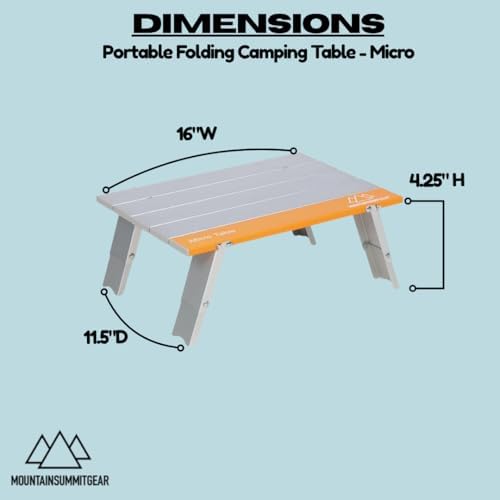 MOUNTAIN SUMMIT GEAR Portable Folding Camping Table 4 Sizes - Micro, Small, Standard & Large | Lightweight Aluminum Outdoor Camp Table for Camping, Picnic, Beach, Kitchen (Micro Table) - Image 2