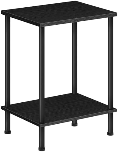 HOOBRO End Table, Small Side Table, Nightstand with 2-Layer Storage Shelves, Sofa Table for Small Spaces, Living Room, Bedroom, Stable Frame, Easy Assembly, Black BB09BZ01 by HOOBRO
