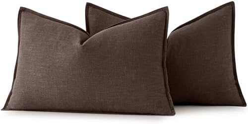 MIULEE Decorative Linen Lumbar Pillow Covers 12x20 Inch Reddish Brown - Image 6