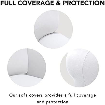 PureFit Stretch Couch Covers for Sofa 4 Seater Slipcovers White - Image 3