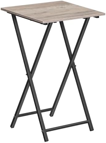 HOOBRO Folding TV Tray Table, Wooden TV Tray, Portable Sofa Side Snack Table, Industrial Desk for Small Spaces, Space-Saving, Easy to Install and Fold, Greige and Black BG27BZ01 by HOOBRO