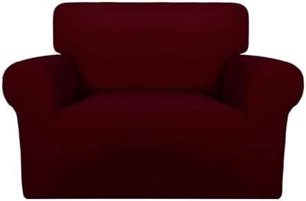 PureFit Super Stretch Sofa Slipcover – Spandex Non Slip Soft Couch Sofa Cover, Washable Furniture Protector with Non Skid Foam and Elastic Bottom for Kids, Pets (Oversized, Wine) by PureFit