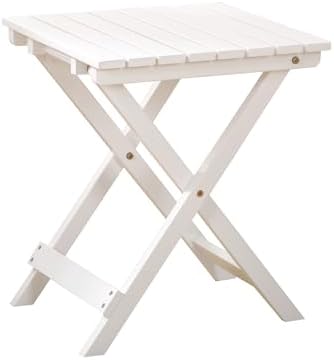Outdoor Small Table Square Folding Wooden Patio Side Table Furniture Table for Adirondack Chair, Balcony, Porch, No Assembly Required, White by BestforYou