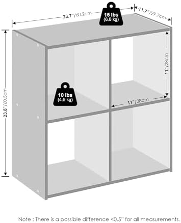 Furinno PELLI Book Shelf, 4-Cube Bookshelf, Cube Storage Organizer Bookcase, 11.7 x 23.7 x 23.8, for Living Room, Bedroom, Home Office, Espresso - Image 2