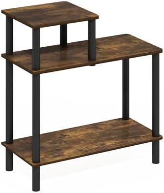 Furinno Turn-N-Tube Side Table, 3-Tier Rectangle Sofa End Table with Open Shelf, Toolless Assembly Night Stand, Bedside Table, for Living Room, Bedroom, Amber Oak - Image 5