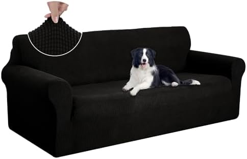 U-NICE HOME Oversized Stretch Couch Cover Slipcover, Black by U-NICEHOME