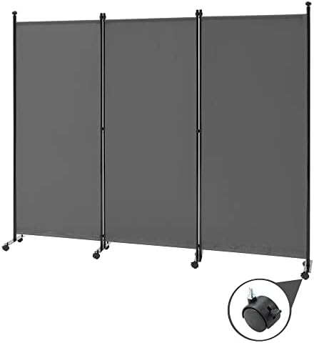 Spurgehom 3 Panel Rolling Room Divider, Folding Partition Privacy Screens by Spurgehom