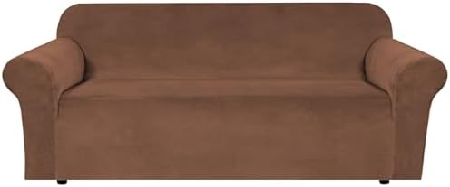 H.VERSAILTEX Stretch Velvet Sofa Covers Large Couch Covers Sofa Slipcovers Furniture Protector with Non Slip Elastic Bottom Feature Thick Comfy Rich Velour (Extra Wide Sofa 98"-105", Caramel Cafe) by HVERSAILTEX