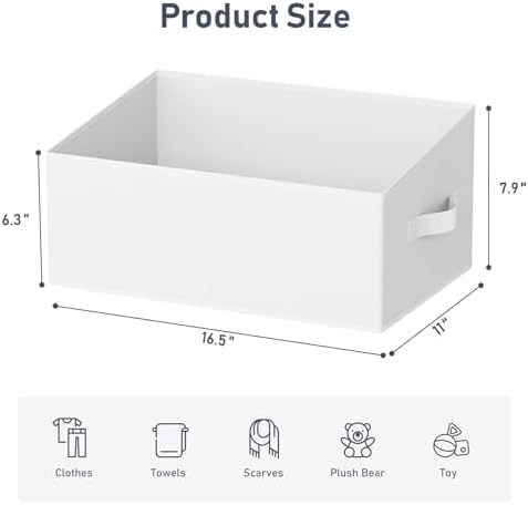DIMJ Closet Storage Bins 6 Pack - Fabric Storage Baskets for Shelves, Large Clothes Organizers with Handles, Trapezoid Shelf Organization Storage Cubes for Purse, Toys, Books, Towel, Clothes - Image 2