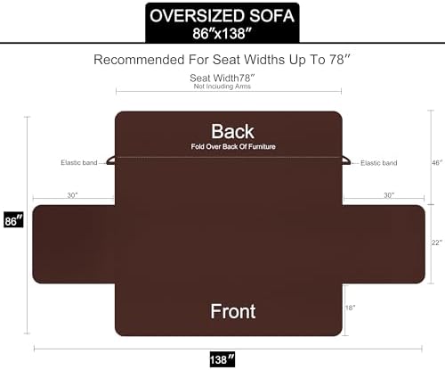U-NICE HOME Large Sofa Cover Reversible Couch Cover, Chocolate/Taupe - Image 6