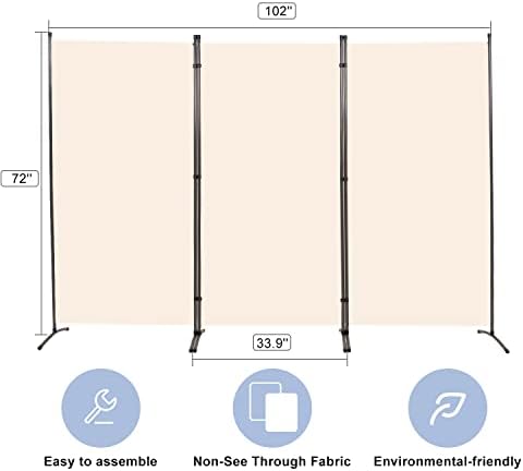 Room Divider 6FT Folding Privacy Screens, 3 Panel Partition Room Dividers - Image 5