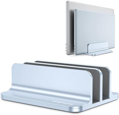 OMOTON Dual Vertical Desk Laptop Stand Holder, Fits MacBook Air, Sky Blue by OMOTON