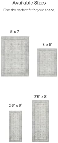 ReaLife Rugs Machine Washable Area Rug - Living Room Bedroom Bathroom Kitchen Entryway Office - Padded Low Pile Stain Resistant Premium - Boho Farmhouse Vintage - BEV - Green 5' x 7' - Image 2