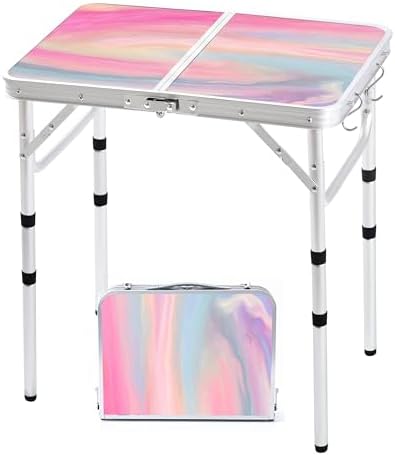 Yriuat Folding Camping Table 2ft Portable Picnic Table, Blush Haze by Yriuat