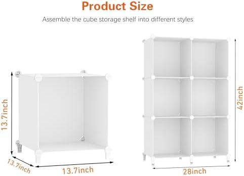 HOMIDEC XLarge Cube Storage Organizer,13.7 Inch Closet Organizer Storage Cabinet Shelf Bookshelf with Metal Hammer, Storage Cubes Organizers Cabinet for Kids, Closet, Bedroom, Bathroom White - Image 2