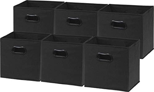 Simple Houseware 11-Inch Foldable Cube Storage Bins with Handles, Black by SimpleHouseware