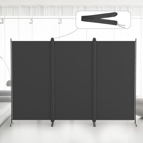 Kokorona 3 Panel Room Divider, 6FT Tall Folding Privacy Screen Wall Dividers, Portable Privacy Screen Freestanding Room Divider for Room Separation, Included - Cover Strips, Grey, 102''W x 71''H by Kokorona