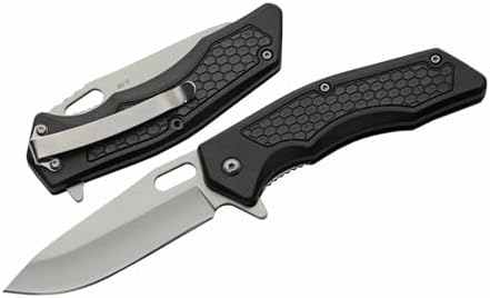 SZCO 7.5" Black ABS Handle Hive Pattern EDC Folding Pocketknife With Clip by SZCOSuppliesInc