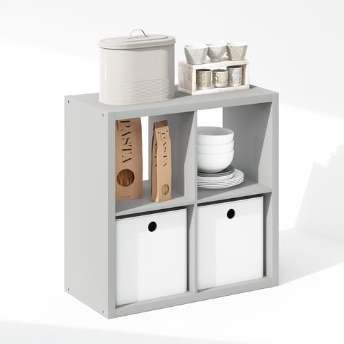Furinno Cubic Extra Thick 4-Cube Closet Organizers and Storage, Light Grey - Image 5