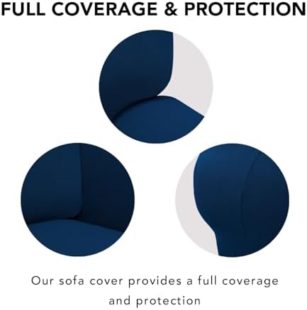 PureFit Super Stretch Sofa Slipcover – Spandex Non Slip Soft Couch Sofa Cover, Washable Furniture Protector with Non Skid Foam and Elastic Bottom for Kids, Pets (Oversized Loveseat, Navy) - Image 4