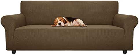 ZNSAYOTX Stretch Oversized Couch Cover Universal Sofa Covers for Living Room Dogs Pet Furniture Protector Spandex Extra Large Sofa Slipcovers with Anti Slip Foam Sticks (Brown, XL Sofa) by ZNSAYOTX