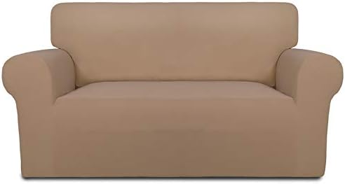 PureFit Stretch Loveseat Covers Fleece Couch Covers for Sofa Camel by PureFit