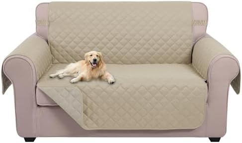 U-NICE HOME Loveseat Sofa Cover for 2 Cushion Couch, Sand/Beige by U-NICEHOME