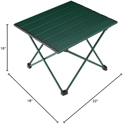 Tesouro Portable Camping Table,Folding Side Table Aluminum Top for Outdoor Cooking, Hiking, Travel, Picnic (Blackish Green-Medium) - Image 2