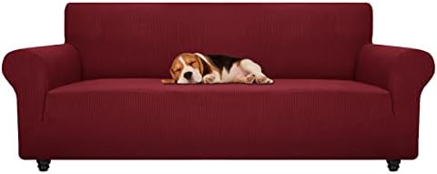 ZNSAYOTX Stretch Oversized Couch Cover Universal Sofa Covers for Living Room Dogs Pet Furniture Protector Spandex Extra Large Sofa Slipcovers with Anti Slip Foam Sticks (Wine Red, XL Sofa) by ZNSAYOTX