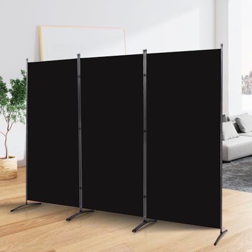 3 Panel Folding Room Divider, Sturdy Frame Freestanding Wall Divider by YASRKML