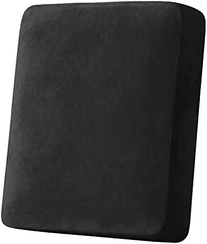 H.VERSAILTEX Velvet Stretch Couch Cushion Cover Plush Cushion Slipcover for Chair Cushion Furniture Protector Seat Cushion Sofa Cover (1 Piece Armchair Cushion Covers, Black) by HVERSAILTEX