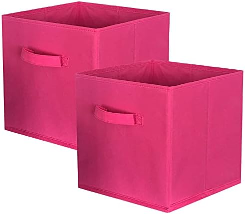ShellKingdom Storage Bins, Foldable Fabric Storage Cubes And Cloth Organizer Drawer For Closet And Toys, 2 Pack (Fuchsia) by ShellKingdom