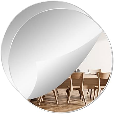 7.87" Round Acrylic Mirror Tiles, 2Pcs Flexible Plastic Wall Mirror by DARENYI