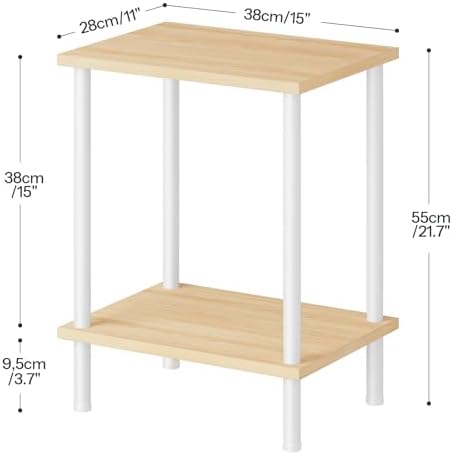 HOOBRO End Tables Set of 2, Small Side Table, Nightstand with 2-Layer Storage Shelves, Sofa Table for Small Spaces, Living Room, Bedroom, Stable Frame, Easy Assembly, Natural and White WN09BZP201 - Image 3