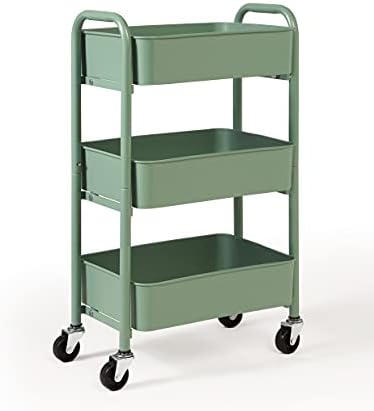 SunnyPoint 3-Tier Delicate Compact Rolling Metal Storage Organizer - Mobile Utility Cart Kitchen/Under Desk Cart with Caster Wheels - Turq (15.35" X 10.24" X 26.8"H) - Image 2
