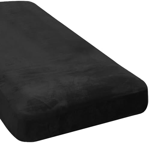 H.VERSAILTEX Velvet Stretch Individual Chaise Cover Sectional Couch Covers for L Shaped Sofa Both Left/Right Furniture Protector Seat Cushion Sofa Cover (1 Piece Chaise Cover, Black) by HVERSAILTEX