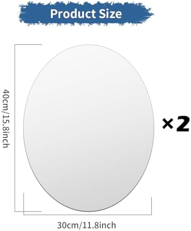 Oval Mirror, 16 x12in Acrylic Oval Bathroom Mirrors for Over Sink, Kids Safe Lightweight Unbreakable Frameless Wall-Mounted Mirrors Stickers for Makeup Home Workout Gym Hallway Dorm (2, 16×12inch) - Image 2