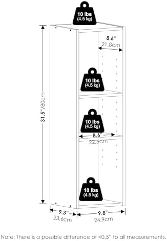 Furinno Reed 3-Tier Closet Organizers and Storage, Closet Organizer, Open Shelf Closet Storage, for Wardrobe, Bedroom, Living Room, 10-Inch Width, Blackwood - Image 2