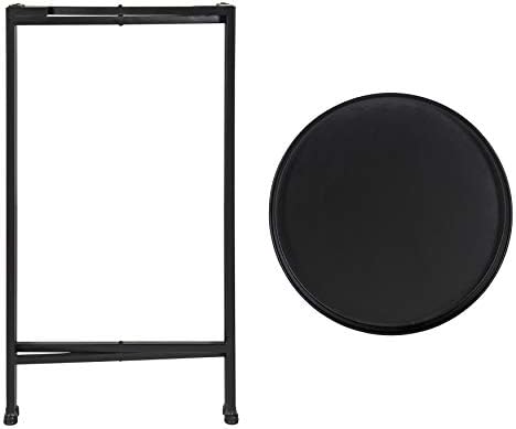 Kate and Laurel Celia Round Metal Foldable Accent Table with Tray Top, Black - Image 5