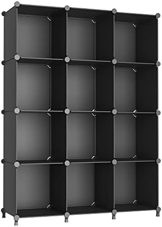 AWTATOS 12 Cube Storage Organizer, Closet Organizer Storage Shelves, Black by AWTATOS