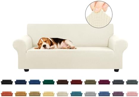 KEKUOU Stretch Loveseat Couch Cover, 2 Cushion Couch Slipcover,Beige by KEKUOU
