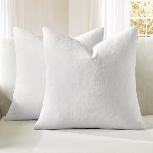 MIULEE White Chenille Couch Throw Pillow Covers, 20x20 by MIULEE