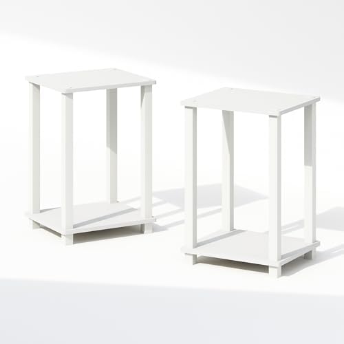 Furinno Simplistic Set of 2 Toolless 2-Tier Night Stand, White - Image 4