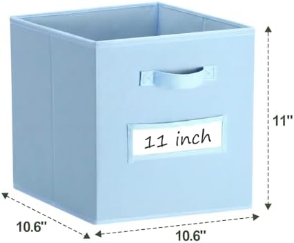 Storage Bins,11 Inch Cube Storage Bin with Labels,6pcs,Pastel Blue - Image 3