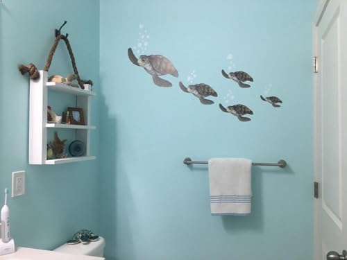 Sea Turtle Family Ocean Wall Decals, Dolphin Fish, Undersea Decor Stickers for Beach Kids Room Sea Wall Stickers, Boys Girls Toddler Baby Nursery Bedroom, Playroom, Bathroom (Sea Turtle Family) by Create-A-Mural