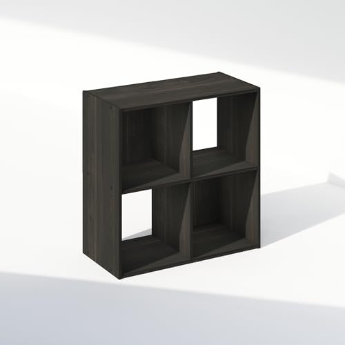 Furinno PELLI Book Shelf, 4-Cube Bookshelf, Cube Storage Organizer Bookcase, 11.7 x 23.7 x 23.8, for Living Room, Bedroom, Home Office, Espresso - Image 3