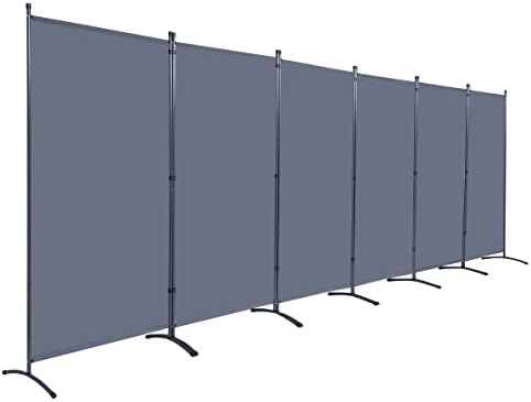 6 Panel Folding Room Divider,204" W x 71.3" H Portable Privacy Screen,Grey by JVVMNJLK