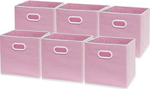 Simple Houseware 11-Inch Foldable Cube Storage Bins with Handles, Pink by SimpleHouseware