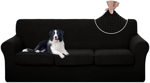 U-NICE HOME 4 Pieces Stretch Couch Cover Sofa Slipcover, Black by U-NICEHOME
