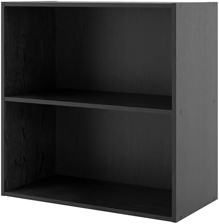 Homes: Inside + Out Apexa 2-Tier Cube Storage Organizer Shelves, Stackable Wood Bookcase Fits Cubby Bins for Organization, Dorm Teen Room Decor & Home Office, Black by HOMESInsideOut